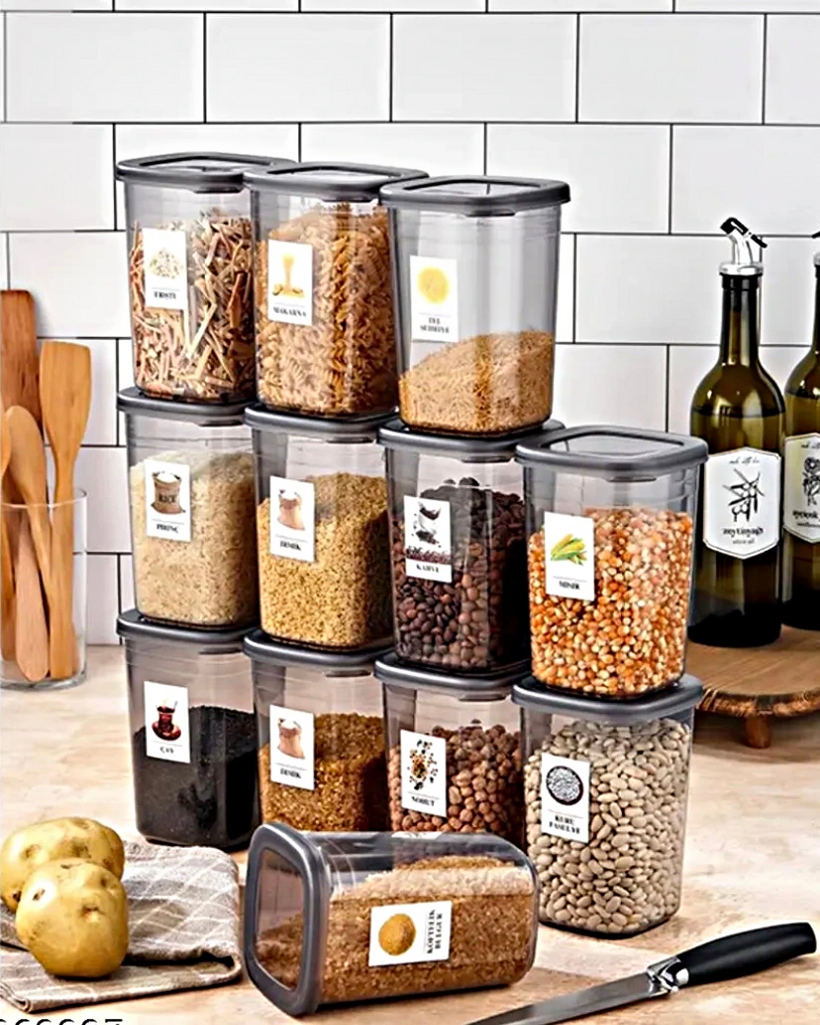 Close-up of transparent airtight storage jar with lid