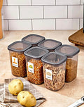 Airtight storage jars showing stackable design