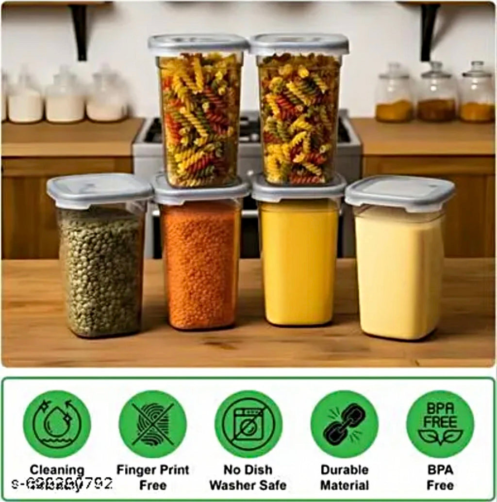 Set of 6 airtight kitchen storage jars