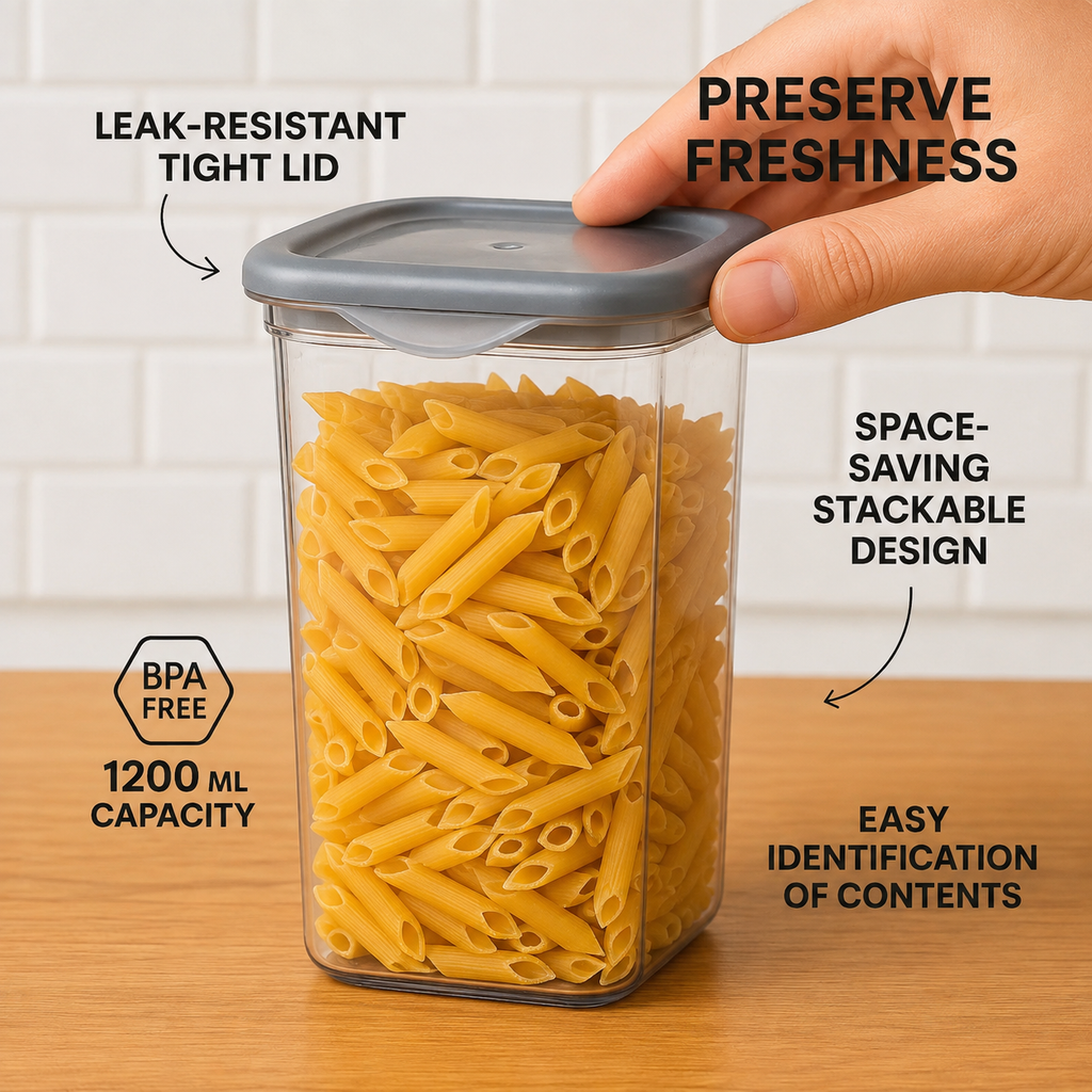 Kitchen storage jars filled with grains and pulses