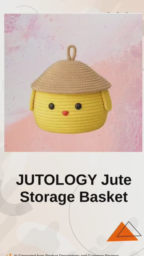 Cute Chick Cotton Rope Storage Basket with Lid | Handmade Decorative Organizer Box for Toys, Cosmetics, Baby Items & Home Decor